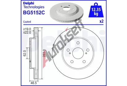 DELPHI Brzdov kotou - 283 mm DF BG5152C, BG5152C