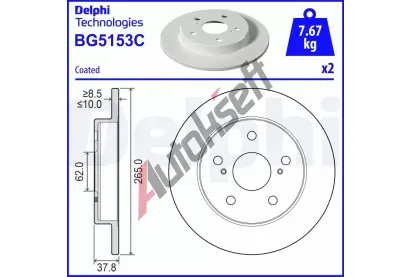 DELPHI Brzdov kotou - 265 mm DF BG5153C, BG5153C