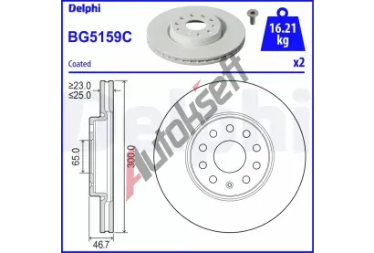 DELPHI Brzdový kotouč - 300 mm DF BG5159C, BG5159C DELPHI Brzdový kotouč - 300 mm DF BG5159C, BG5159C