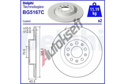 DELPHI Brzdov kotou - 305 mm DF BG5167C, BG5167C