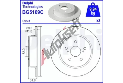 DELPHI Brzdov kotou - 292 mm DF BG5169C, BG5169C