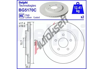 DELPHI Brzdový kotouč - 300 mm DF BG5170C, BG5170C DELPHI Brzdový kotouč - 300 mm DF BG5170C, BG5170C