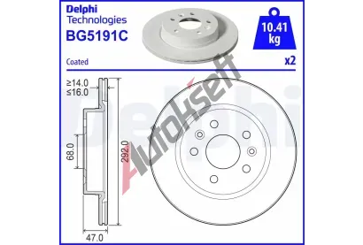 DELPHI Brzdov kotou - 292 mm DF BG5191C, BG5191C