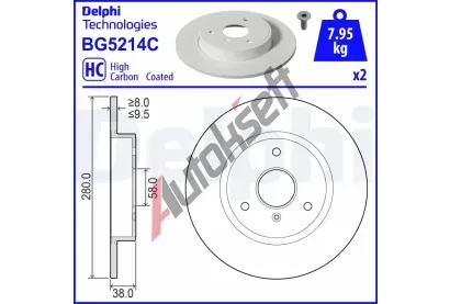 DELPHI Brzdov kotou - 280 mm DF BG5214C, BG5214C
