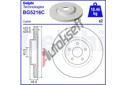 DELPHI Brzdový kotouč - 320 mm DF BG5216C, BG5216C  DELPHI Brzdový kotouč - 320 mm DF BG5216C, BG5216C