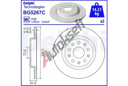 DELPHI Brzdov kotou - 325 mm DF BG5267C, BG5267C