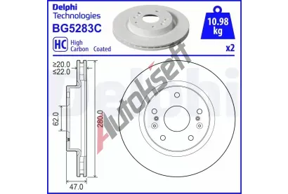 DELPHI Brzdov� kotou� - 280 mm DF BG5283C, BG5283C