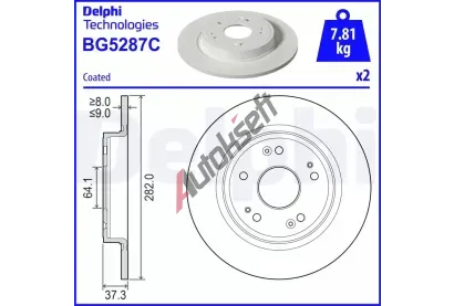 DELPHI Brzdov� kotou� - 282 mm DF BG5287C, BG5287C