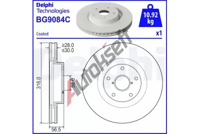DELPHI Brzdov kotou - 316 mm DF BG9084C, BG9084C
