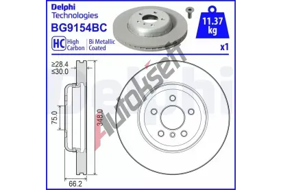 DELPHI Brzdov kotou - 348 mm DF BG9154BC, BG9154BC