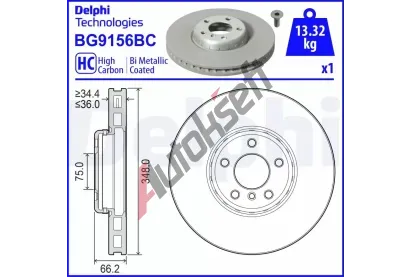 DELPHI Brzdov kotou - 348 mm DF BG9156BC, BG9156BC