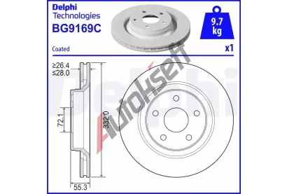 DELPHI Brzdov kotou - 332 mm DF BG9169C, BG9169C