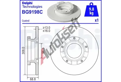 DELPHI Brzdov kotou - 308 mm DF BG9198C, BG9198C