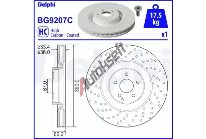 DELPHI Brzdový kotouč - 390 mm DF BG9207C, BG9207C DELPHI Brzdový kotouč - 390 mm DF BG9207C, BG9207C