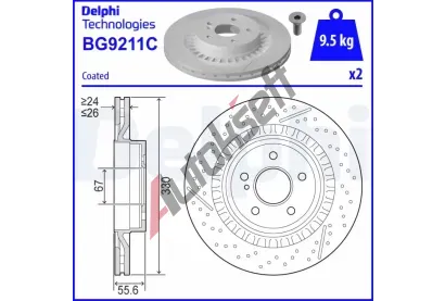 DELPHI Brzdov kotou - 330 mm DF BG9211C, BG9211C