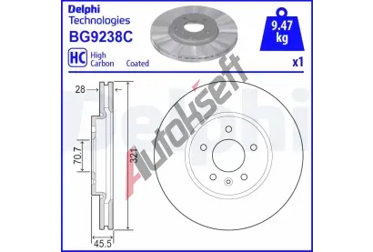 DELPHI Brzdov kotou - 321 mm DF BG9238C, BG9238C