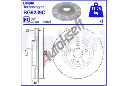 DELPHI Brzdov kotou - 345 mm DF BG9239C, BG9239C