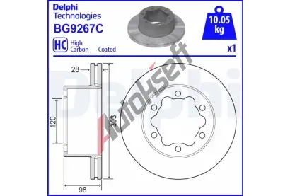 DELPHI Brzdov kotou - 303 mm DF BG9267C, BG9267C