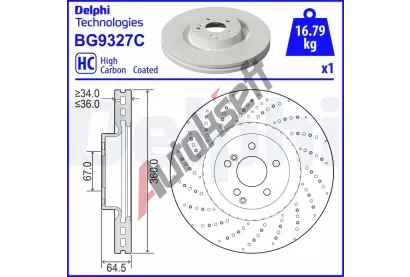 DELPHI Brzdov kotou - 360 mm DF BG9327C, BG9327C