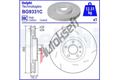 DELPHI Brzdov kotou - 350 mm DF BG9331C, BG9331C