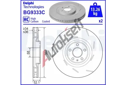 DELPHI Brzdov kotou - 360 mm DF BG9333C, BG9333C