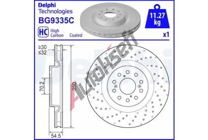 DELPHI Brzdov kotou - 350 mm DF BG9335C, BG9335C