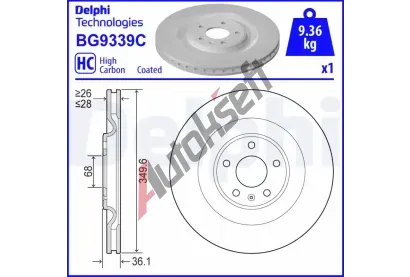 DELPHI Brzdov kotou - 350 mm DF BG9339C, BG9339C