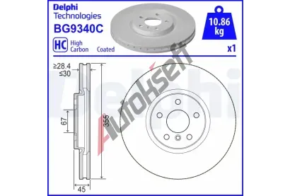 DELPHI Brzdov kotou - 335 mm DF BG9340C, BG9340C