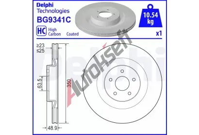 DELPHI Brzdový kotouč - 350 mm DF BG9341C, BG9341C DELPHI Brzdový kotouč - 350 mm DF BG9341C, BG9341C