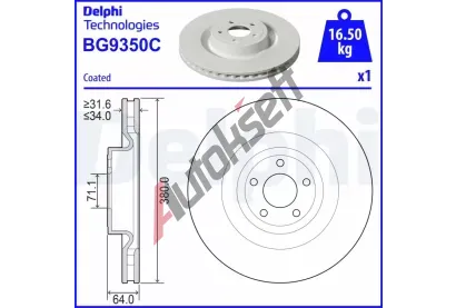 DELPHI Brzdov� kotou� - 380 mm DF BG9350C, BG9350C