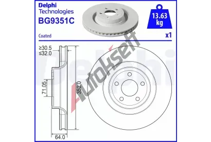 DELPHI Brzdov kotou - 352 mm DF BG9351C, BG9351C