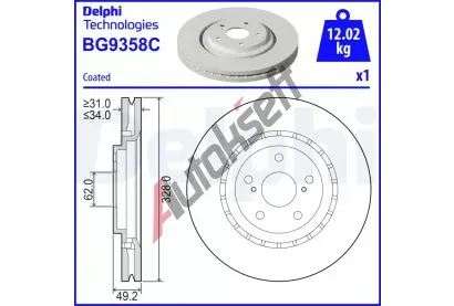 DELPHI Brzdov kotou - 328 mm DF BG9358C, BG9358C
