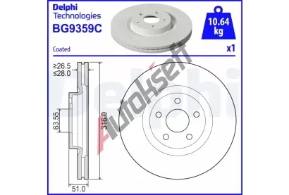 DELPHI Brzdov kotou - 316 mm DF BG9359C, BG9359C