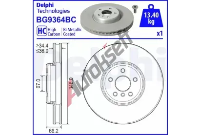 DELPHI Brzdov kotou - 348 mm DF BG9364BC, BG9364BC