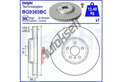 DELPHI Brzdov kotou - 348 mm DF BG9365BC, BG9365BC