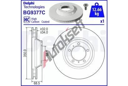DELPHI Brzdov kotou - 350 mm DF BG9377C, BG9377C