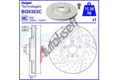DELPHI Brzdov kotou - 335 mm DF BG9383C, BG9383C
