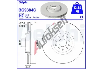 DELPHI Brzdov� kotou� - 335 mm DF BG9384C, BG9384C