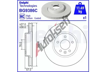 DELPHI Brzdov kotou - 332 mm DF BG9386C, BG9386C