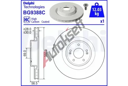 DELPHI Brzdov kotou - 350 mm DF BG9388C, BG9388C