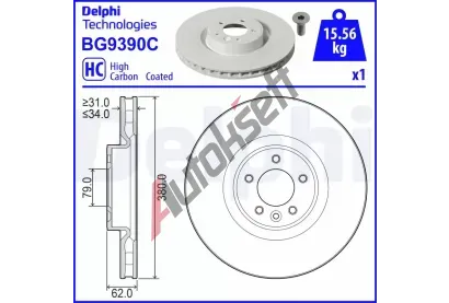 DELPHI Brzdov kotou - 380 mm DF BG9390C, BG9390C