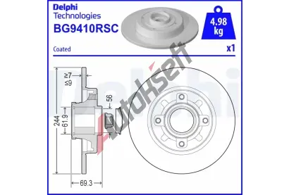 DELPHI Brzdov kotou s loiskem - 244 mm DF BG9410RSC, BG9410RSC