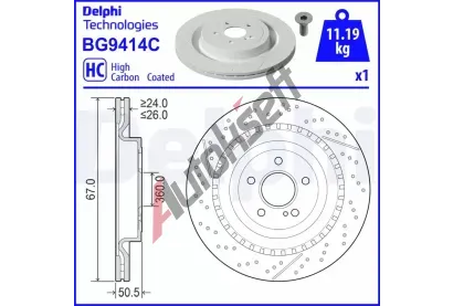 DELPHI Brzdový kotouč - 360 mm DF BG9414C, BG9414C DELPHI Brzdový kotouč - 360 mm DF BG9414C, BG9414C