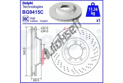 DELPHI Brzdov kotou - 340 mm DF BG9415C, BG9415C
