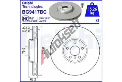 DELPHI Brzdov kotou - 374 mm DF BG9417BC, BG9417BC