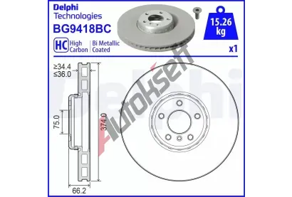 DELPHI Brzdov kotou - 374 mm DF BG9418BC, BG9418BC