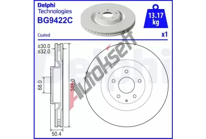 DELPHI Brzdov kotou - 348 mm DF BG9422C, BG9422C