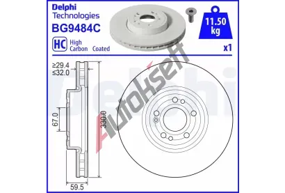 DELPHI Brzdov kotou - 330 mm DF BG9484C, BG9484C