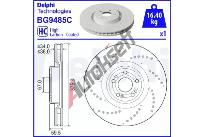 DELPHI Brzdový kotouč - 375 mm DF BG9485C, BG9485C  DELPHI Brzdový kotouč - 375 mm DF BG9485C, BG9485C
