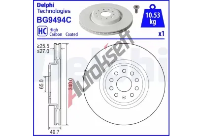 DELPHI Brzdov kotou - 340 mm DF BG9494C, BG9494C